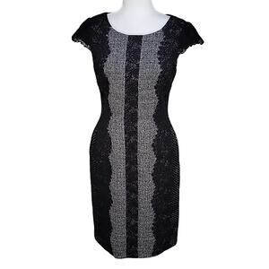 Betsey Johnson Black Lace and Tweed Form Fit Dress, Women's 4